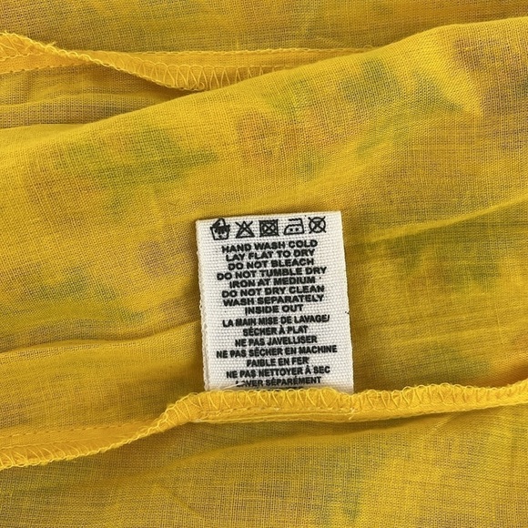 Maisie Nordstrom Yellow Floral Puff Sleeve Tie Neck Mini Dress Size Large - Picture 11 of 12